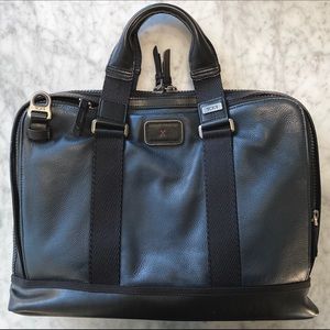 Tumi Alpha Bravo Leather briefcase navy blue/black